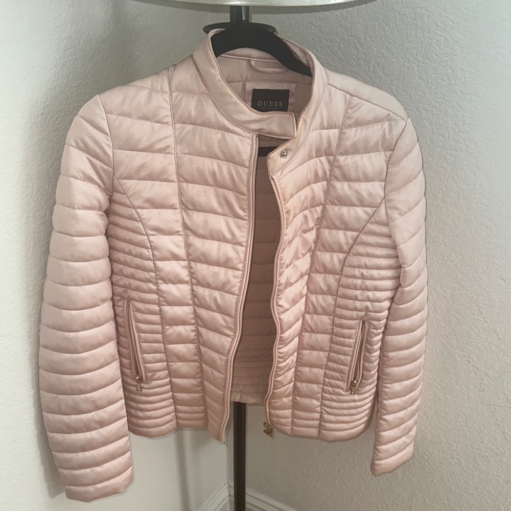 Guess Pink Puffer Jacket Lightweight Quilted Coat